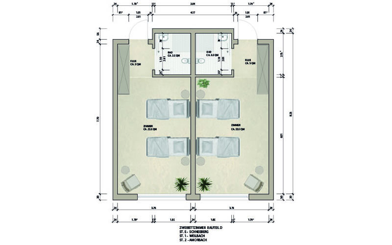 Zweibettzimmer Typ 3